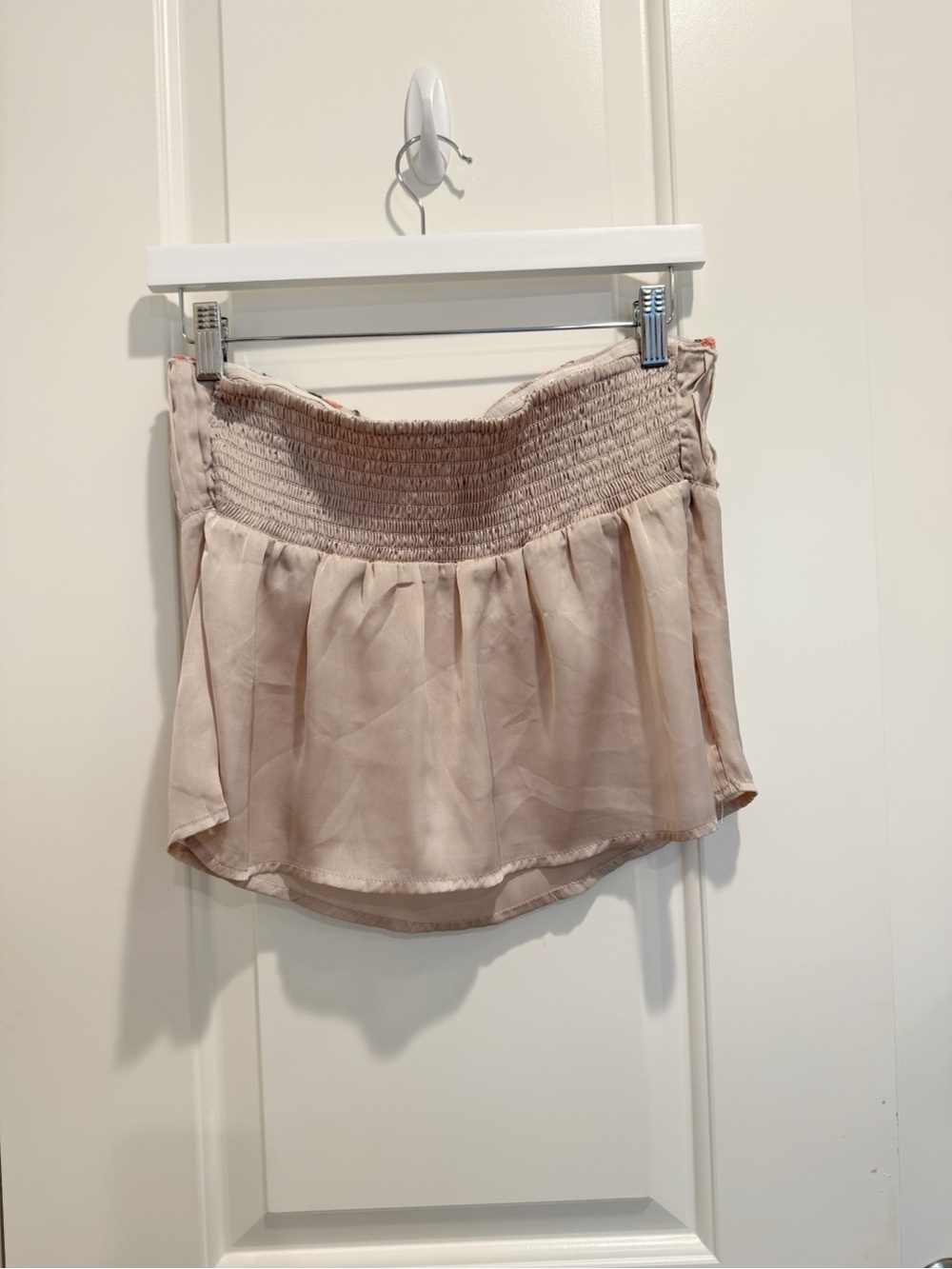 FREE PEOPLE Ember Glow Tube Top Ivory Embroidered Flower trim Pintuck Going Out - Picture 6 of 9